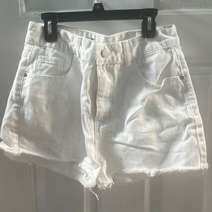 High Rise White Jean Shorts